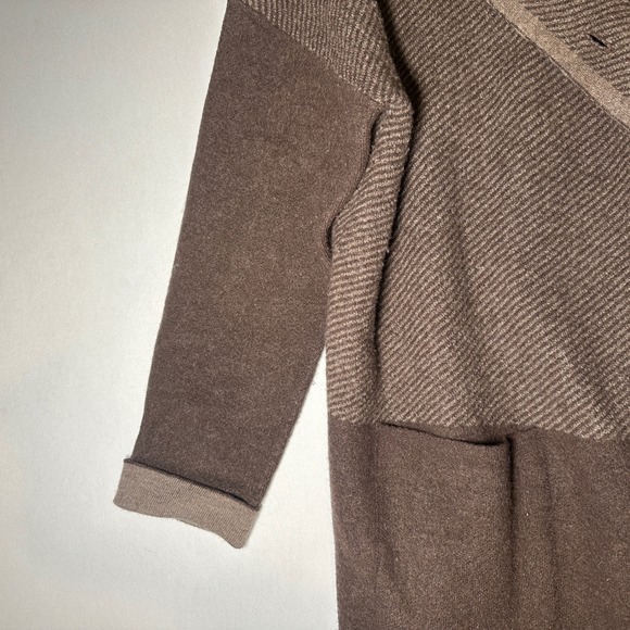 Poetry Cardigan‎ Coat Women's 14 Brown Knit Wool Blend  Coatigan Front Pockets - Picture 4 of 16
